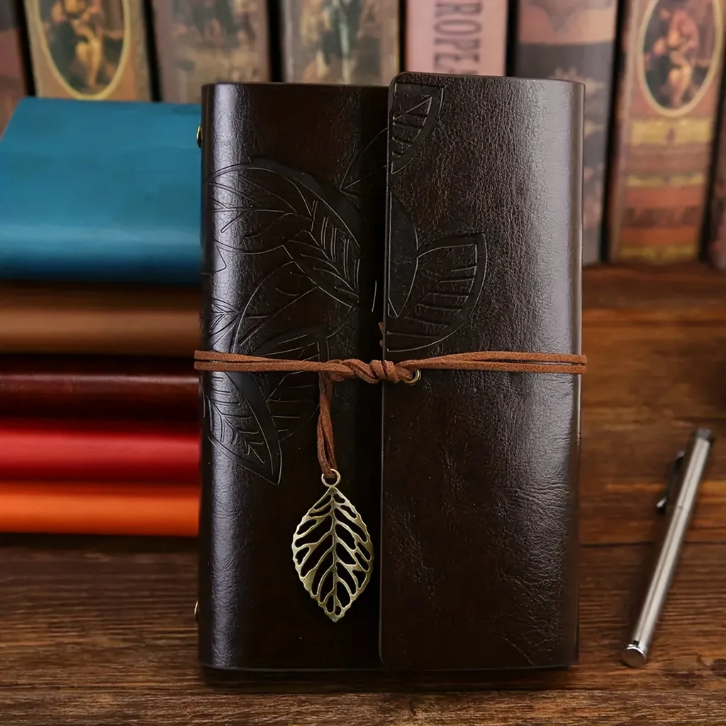 Vintage Leaf Leather Notebook